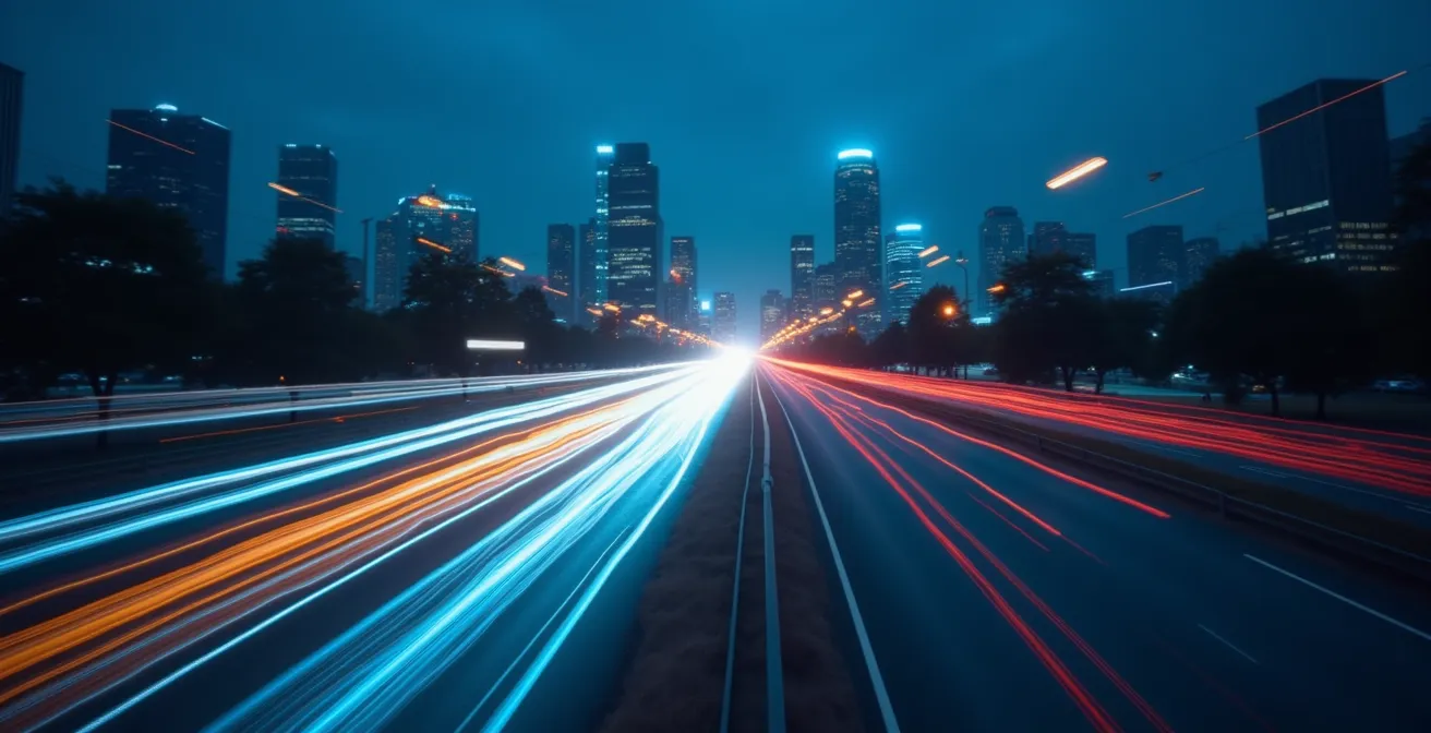 Visualisation abstraite de flux de données représentant les mouvements prédictifs de vélos dans une ville