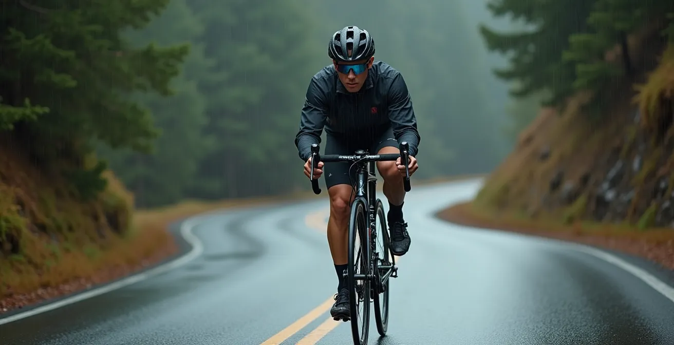 Technique de passage d'épingle à vélo sur route mouillée